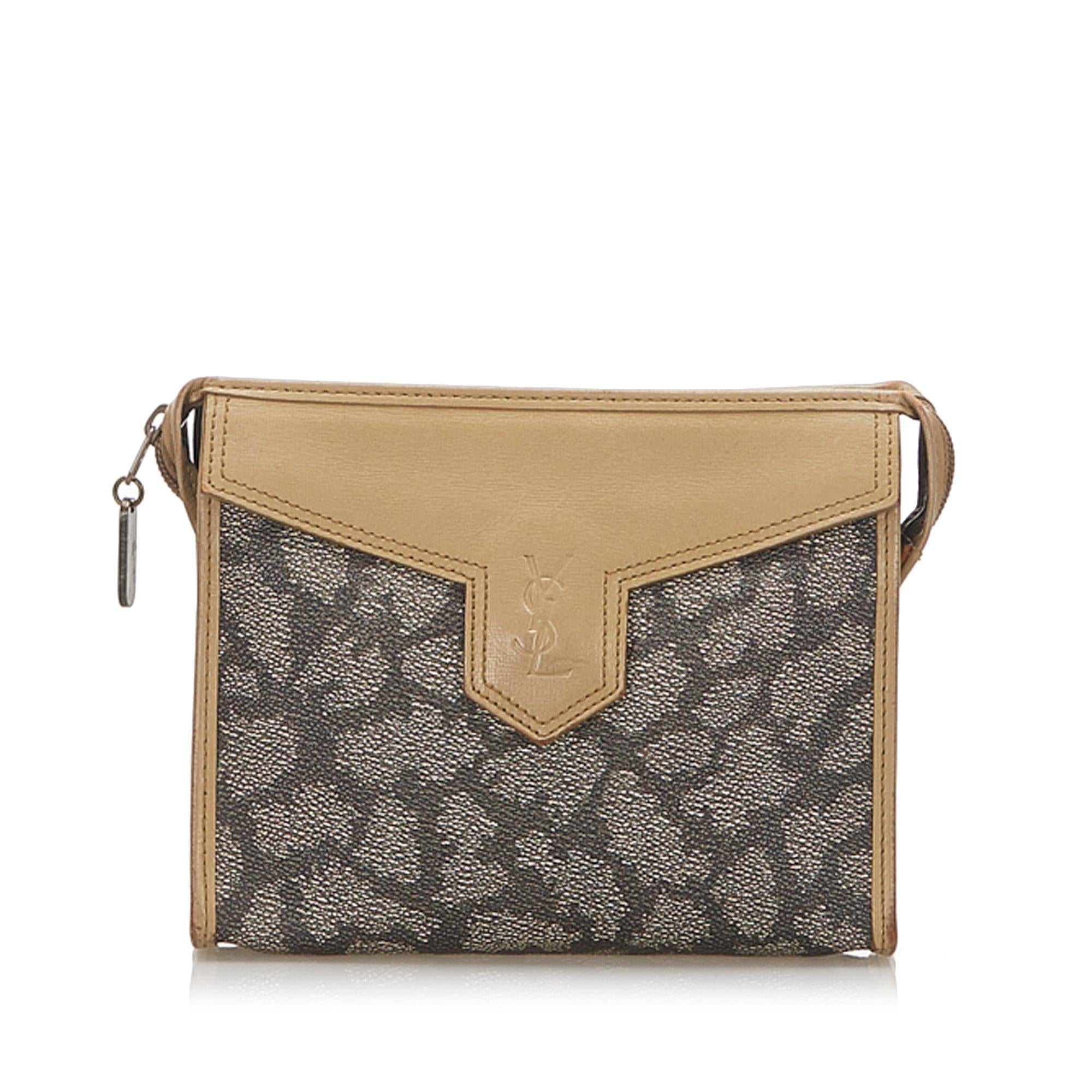 Saint Laurent Printed Leather Clutch Bag (SHG-19263)