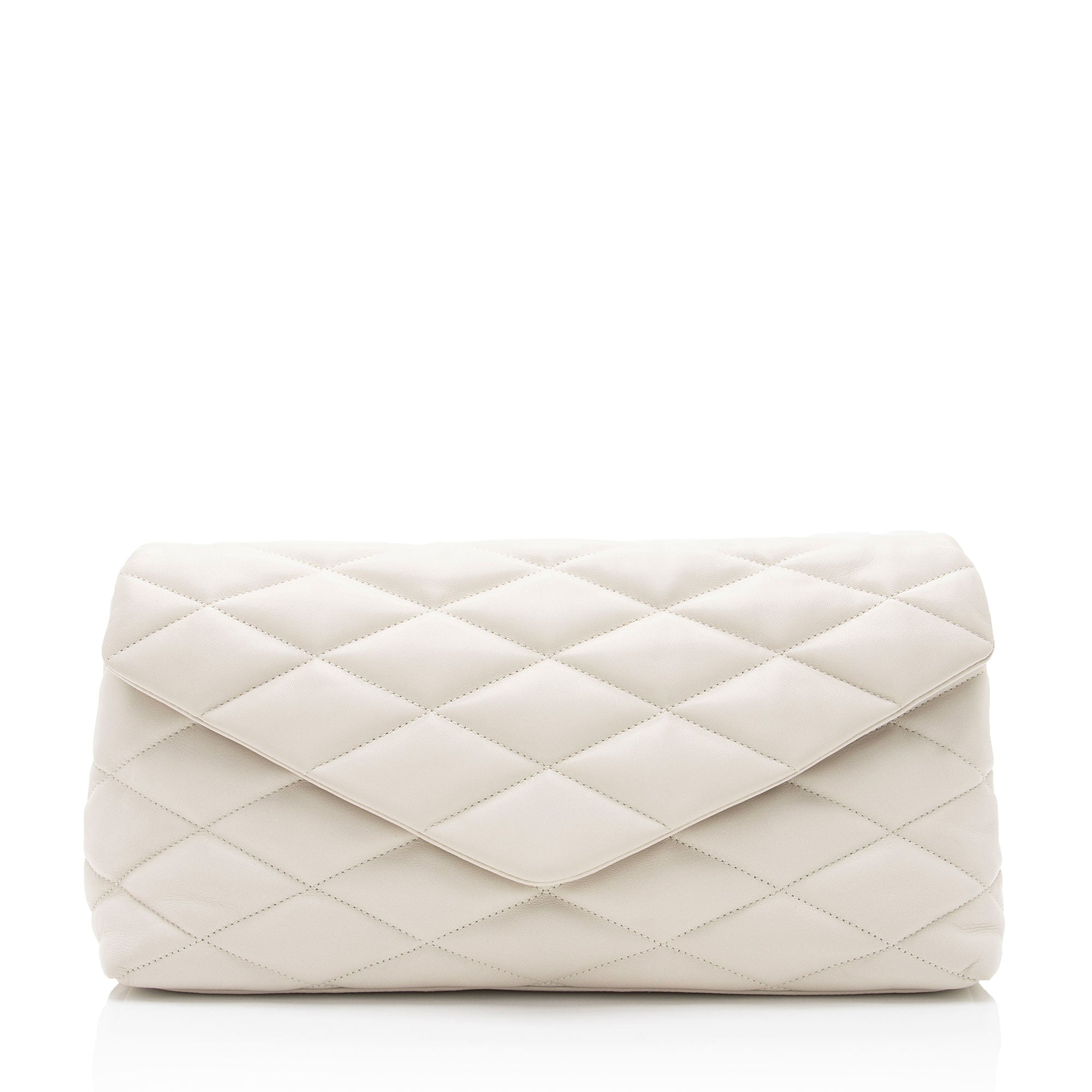 Saint Laurent Quilted Lambskin Puffer Sade Clutch (SHF-Acb2VB)