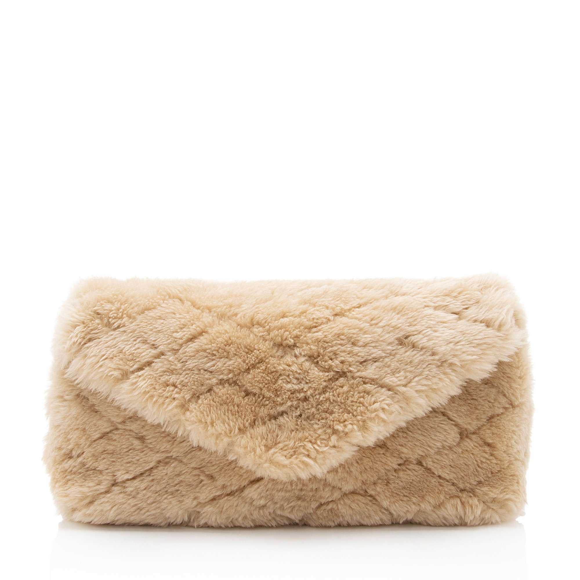 Saint Laurent Shearling Lambskin Puffer Sade Clutch - FINAL SALE (SHF-OG4bp5)