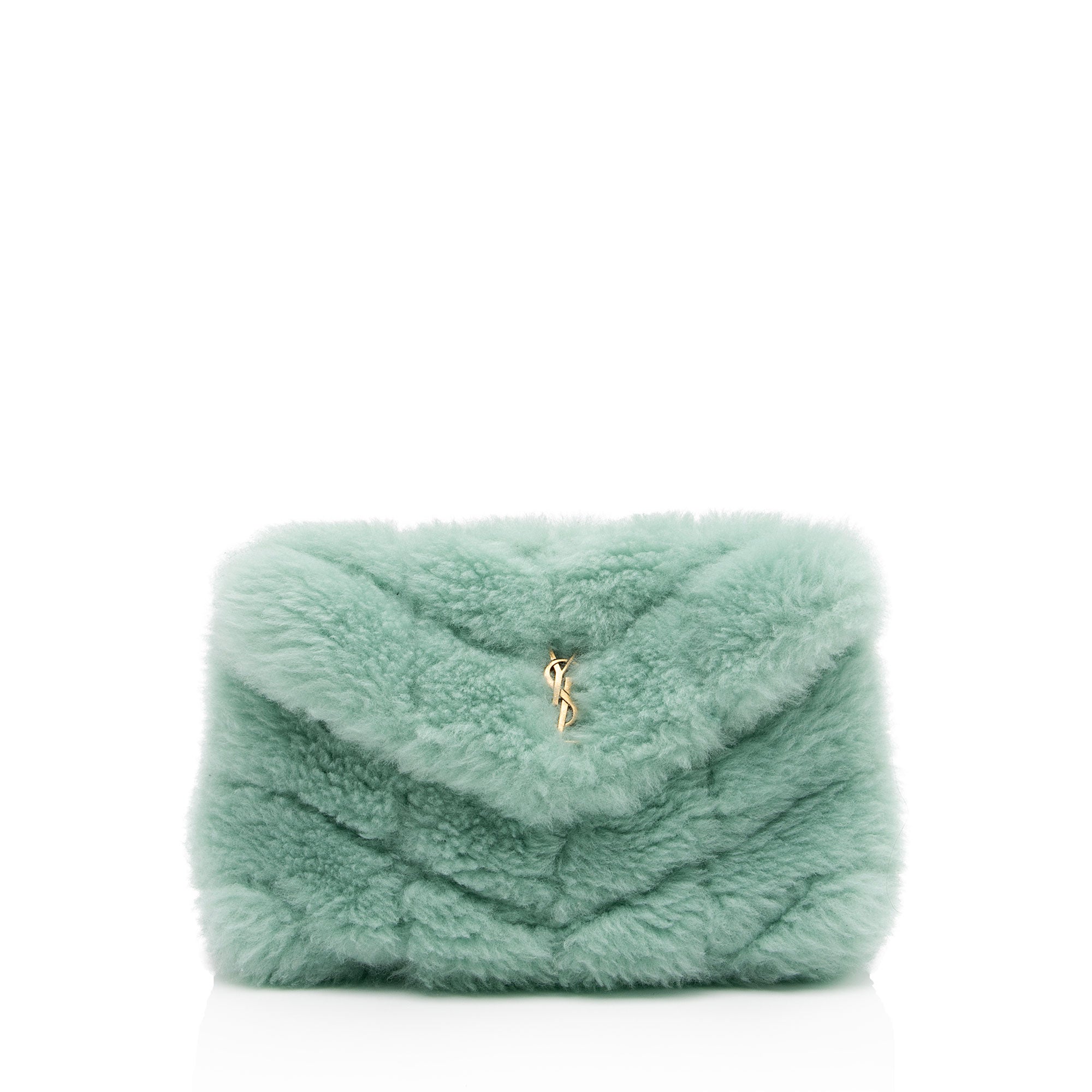 Saint Laurent Shearling Puffer LouLou Clutch (SHF-viZusu)