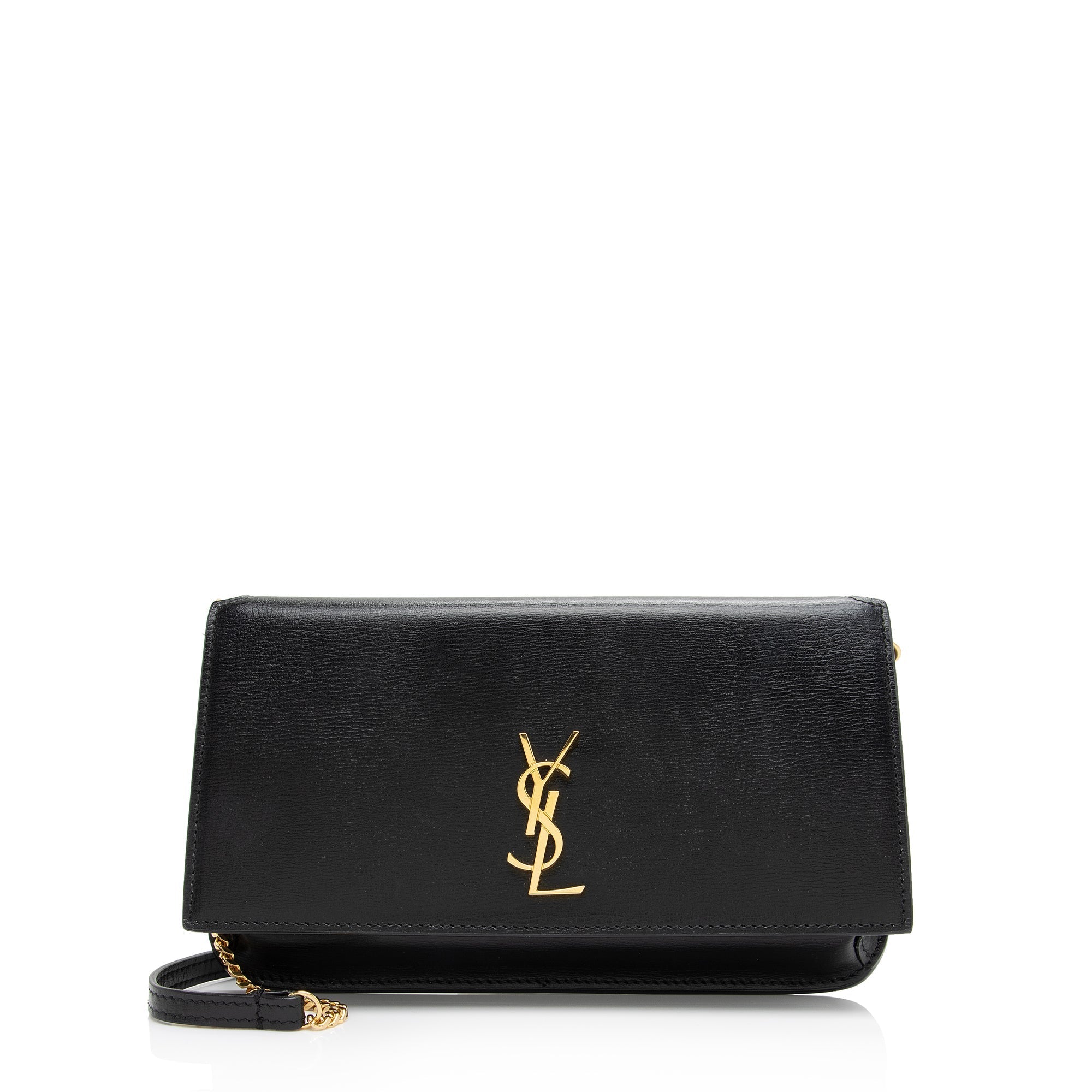 Saint Laurent Smooth Calfskin Monogram Phone Holder Shoulder Bag (SHF-A9QRvt)