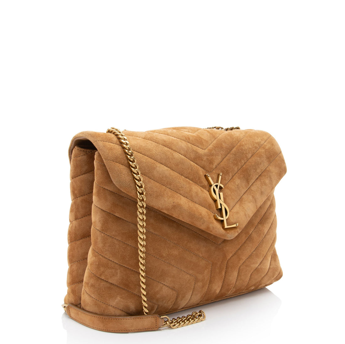 Saint Laurent Suede Monogram LouLou Chain Medium Shoulder Bag (SHF-Fe7rx7)