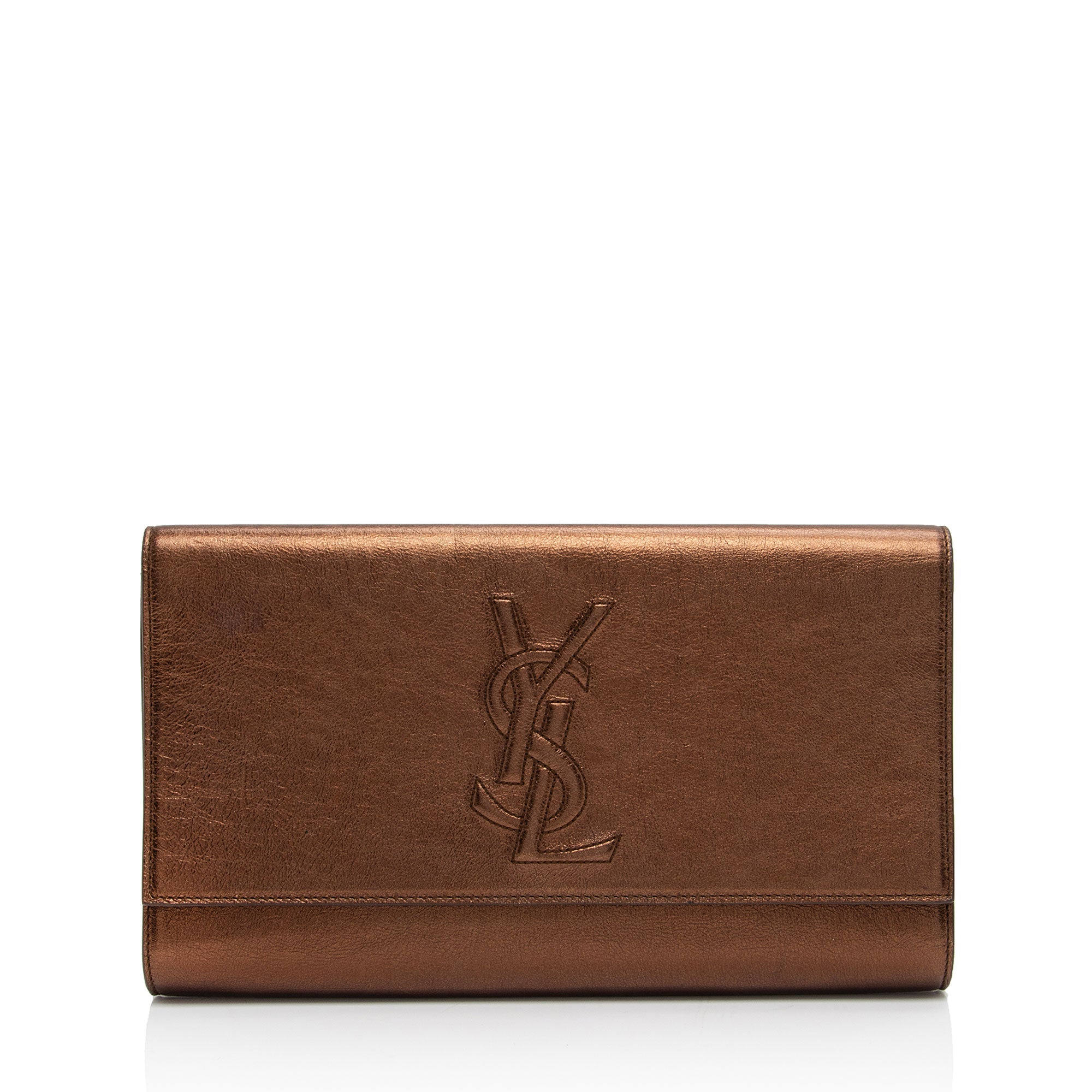 Saint Laurent Vintage Metallic Calfskin Monogram Belle de Jour Clutch (SHF-VMKI8c)