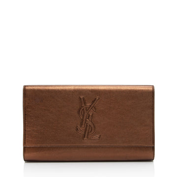 Saint Laurent Vintage Metallic Calfskin Monogram Belle de Jour Clutch (SHF-VMKI8c)