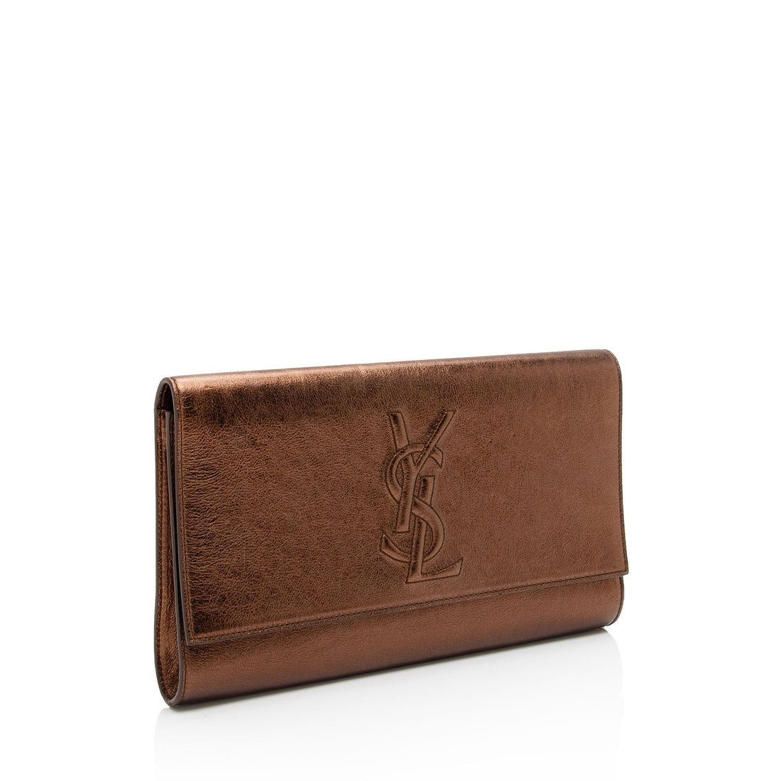 Saint Laurent Vintage Metallic Calfskin Monogram Belle de Jour Clutch (SHF-VMKI8c)