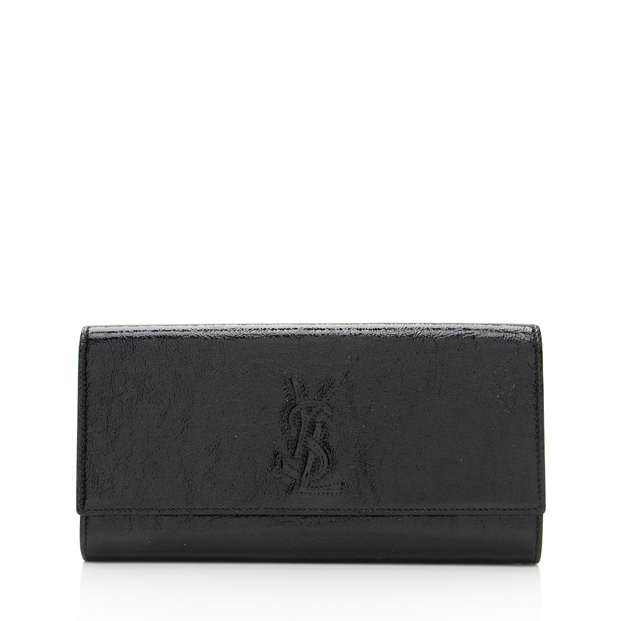 Saint Laurent Vintage Patent Leather Monogram Belle de Jour Clutch (SHF-36A795)