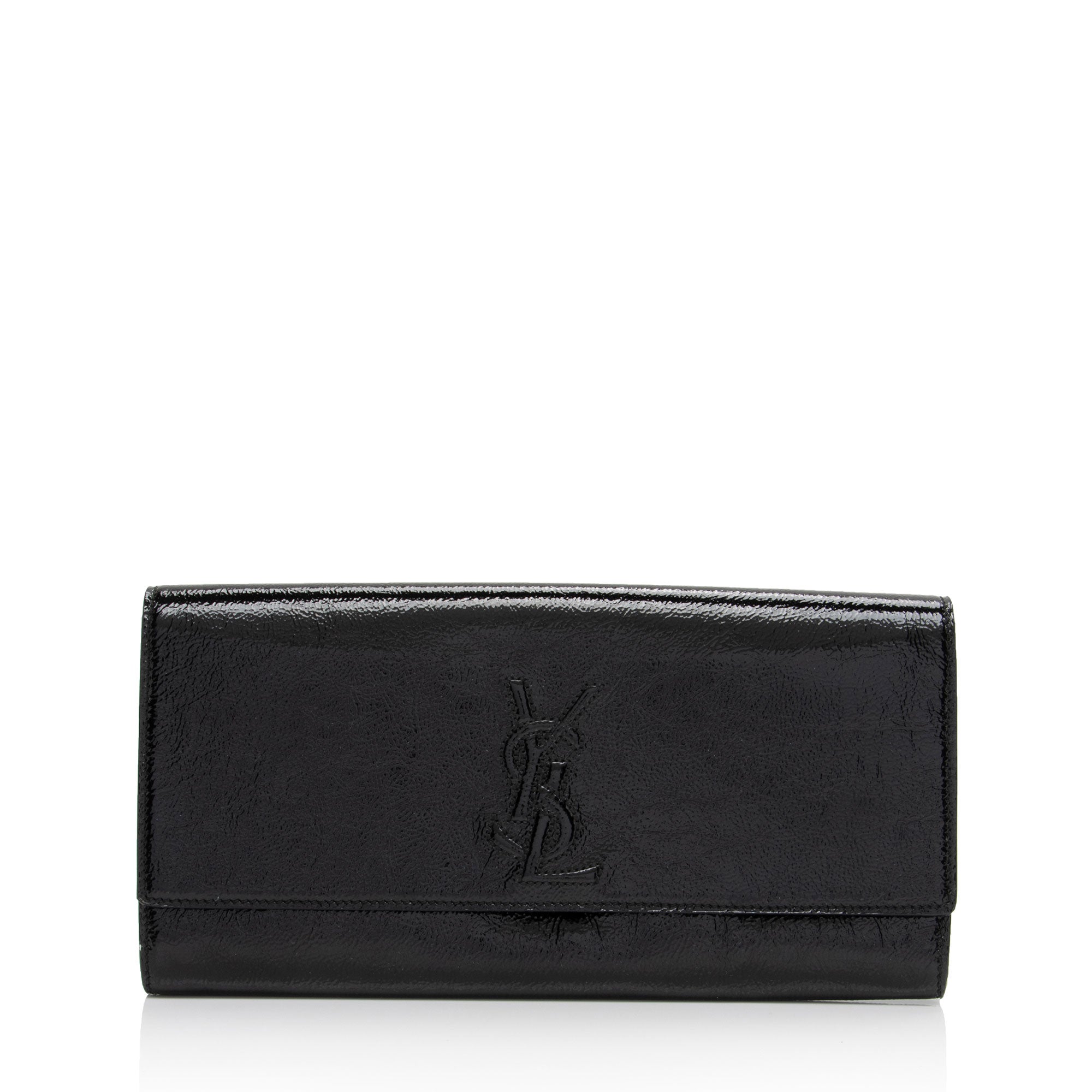 Saint Laurent Vintage Patent Leather Monogram Belle de Jour Clutch (SHF-BY8Utu)