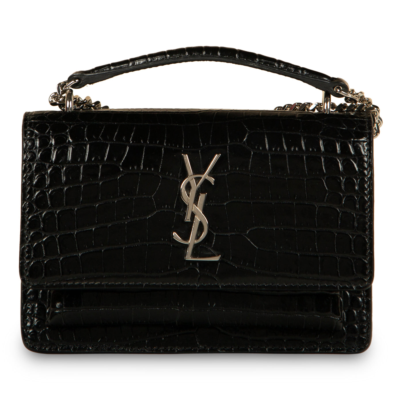 Yves Saint Laurent Mini Sunset Crossbody - Croc Embossed