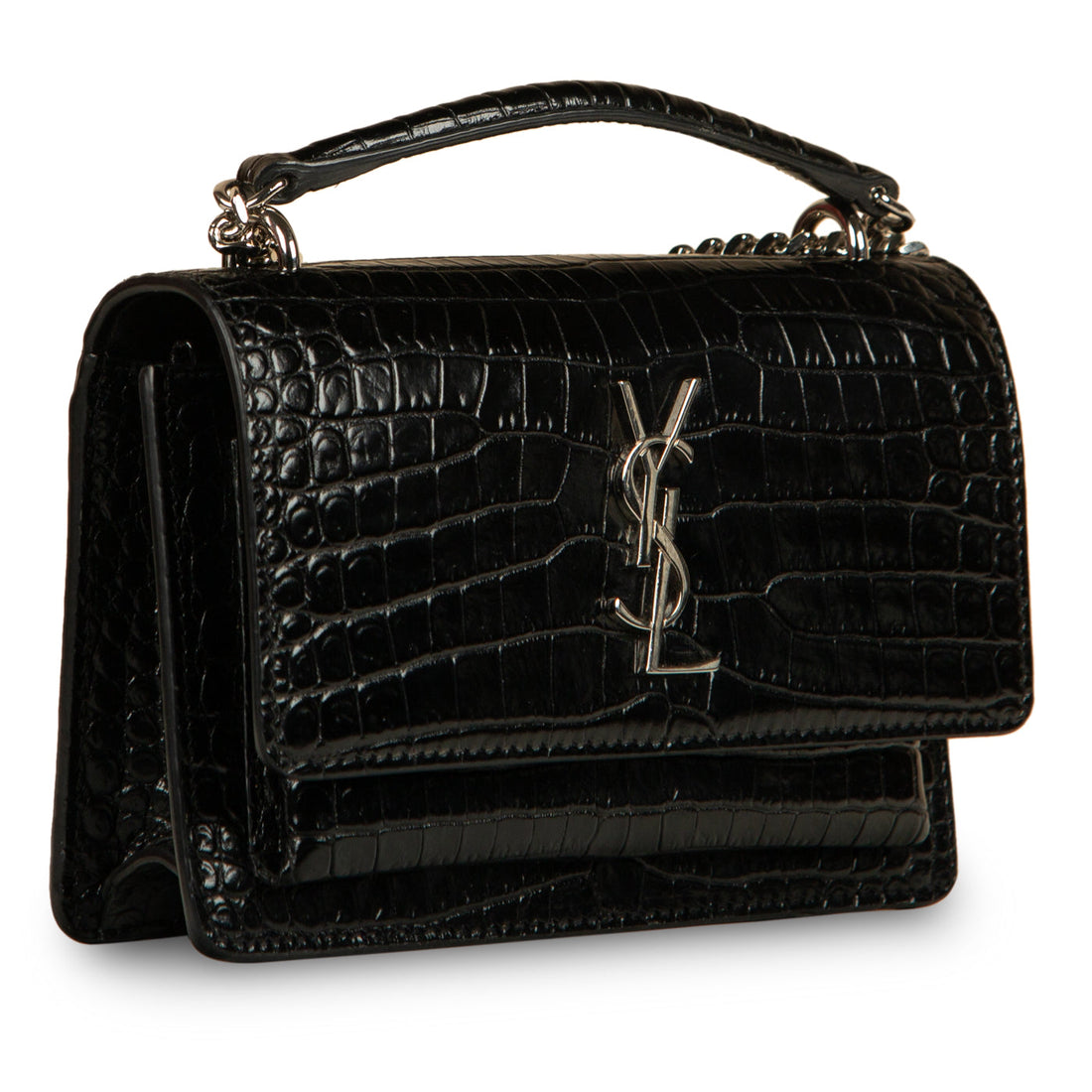 Yves Saint Laurent Mini Sunset Crossbody - Croc Embossed