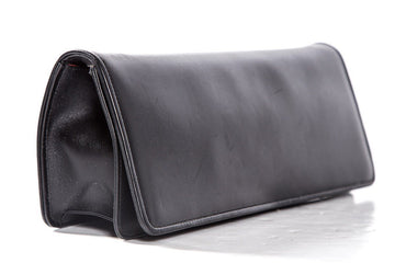 Salvatore Ferragamo Black Leather Magnetic Closure Clutch