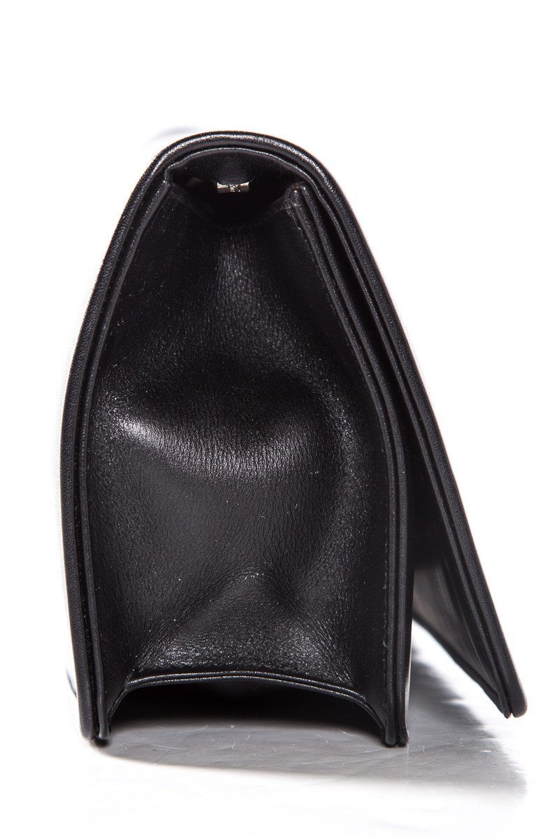 Salvatore Ferragamo Black Leather Magnetic Closure Clutch