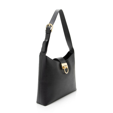 Salvatore Ferragamo Leather Gancio Trifolio Large Shoulder Bag