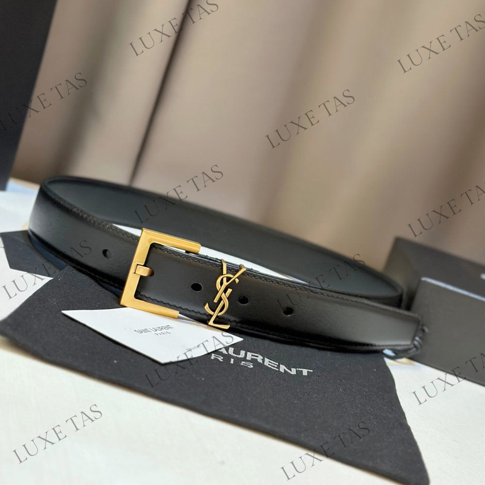 Black Cassandre Belt With Square Buckle In Smooth Leather Designer Belts for Women