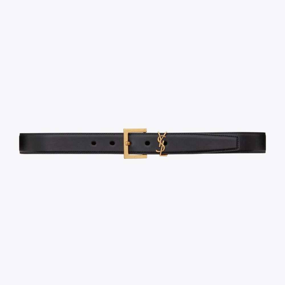 Black Cassandre Belt With Square Buckle In Smooth Leather Designer Belts for Women