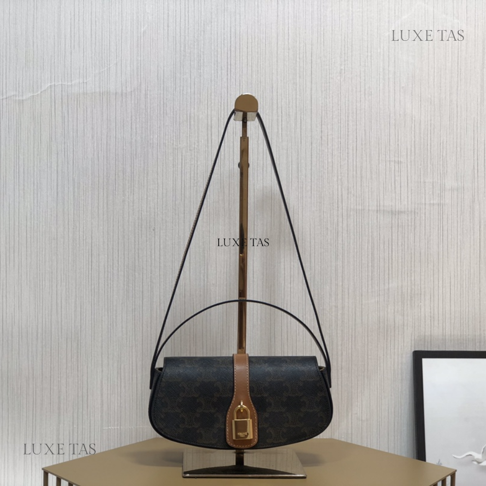 Tan Clutch On Strap Tabou In Triomphe Canvas And Calfskin Leather Mini Bag for Women