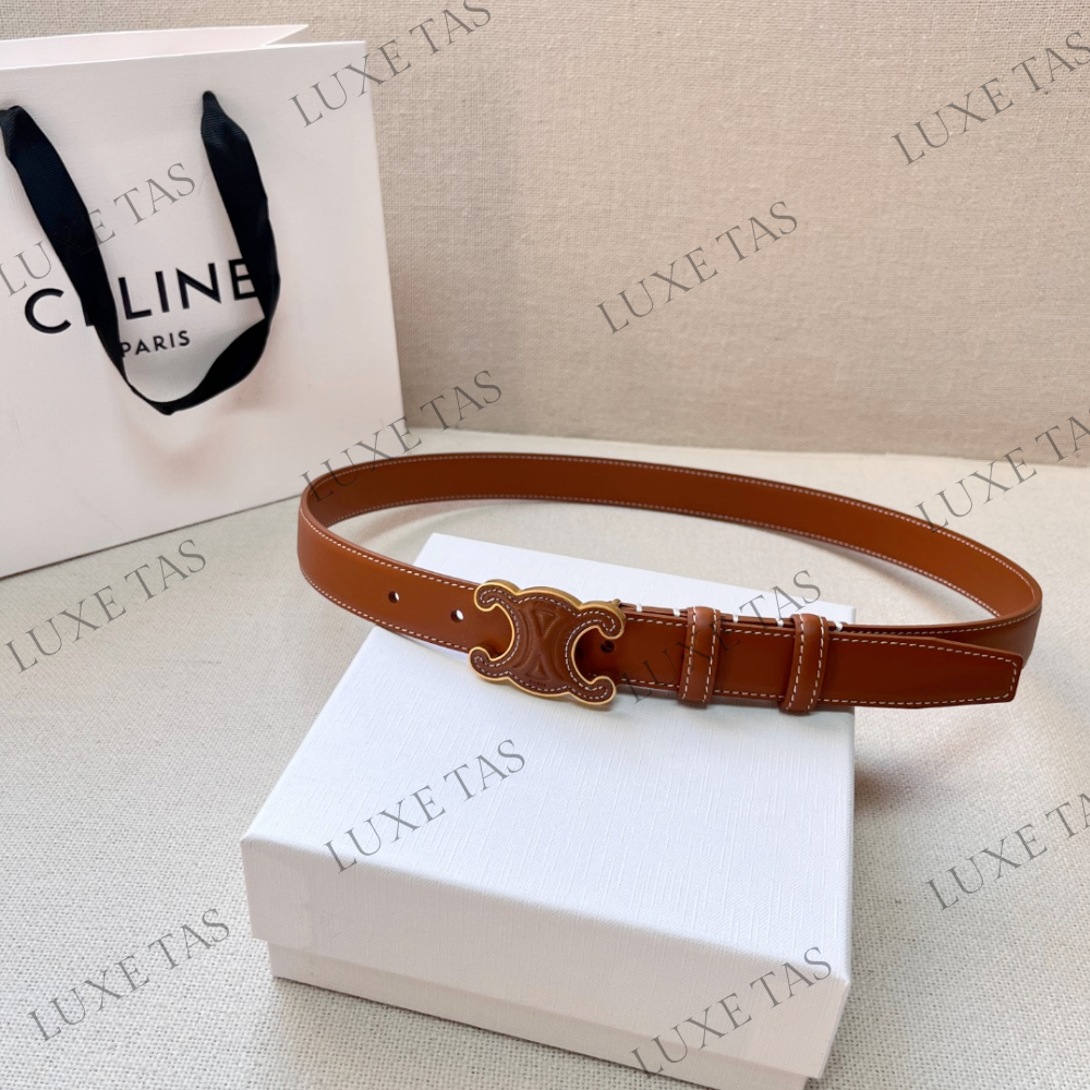 Tan Medium Cuir Triomphe Belt In Natural Calfskin Designer Belts for Women