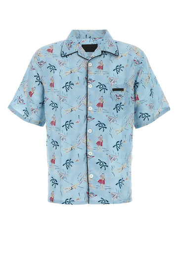 PRADA Men's Printed Satin Shirt