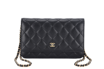 CHANEL WALLET ON CHAIN (JT7Xxxxx) BLACK CAVIAR LEATHER GOLD HARDWARE WITH DUST COVER AND BOX