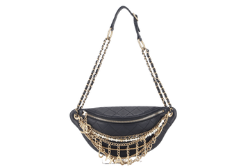 CHANEL 19A ALL ABOUT CHAINS (2830xxxx) BLACK LEATHER BUMBAG WITH  AND DUST COVER