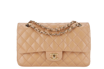 CHANEL CLASSIC FLAP SMALL (9589xxxx) PEACH COLOR LAMBSKIN GOLD HARDWARE