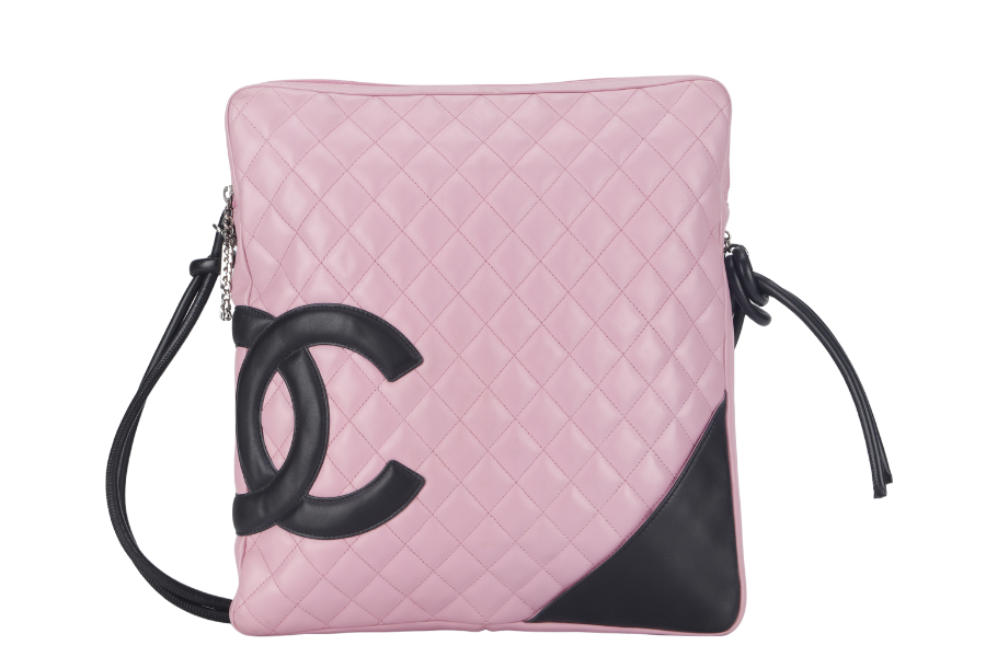 CHANEL CAMBON SHOULDER BAG (910xxxx) PINK CALF LEATHER SILVER HARDWARE WITH
