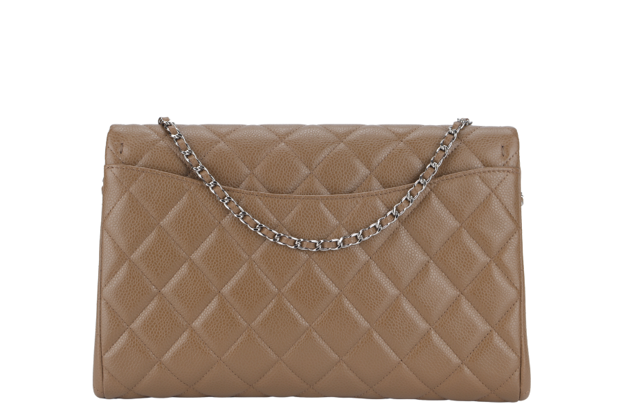 CHANEL CLASSIC CLUTCH (1846xxxx) WITH CHAIN BROWN CAVIAR SILVER HARDWARE NO  AND NO DUST COVER