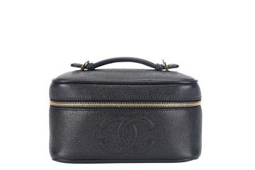 CHANEL VANITY CASE (351xxxx) CAVIAR LEATHER GOLD HARDWARE WITH DUST COVER NO STRAPS