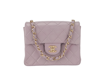 CHANEL VINTAGE CLASSIC FLAP MINI SQUARE (795xxxx) LILAC LAMBSKIN GOLD HARDWARE WITH  AND DUST COVER