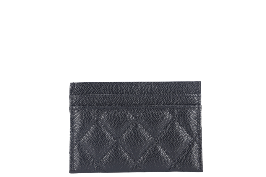 CHANEL BLACK CAVIAR  CASE MICROCHIP (X6XPxxxx) LIGHT GOLD HARDWARE WITH DUST COVER AND BOX