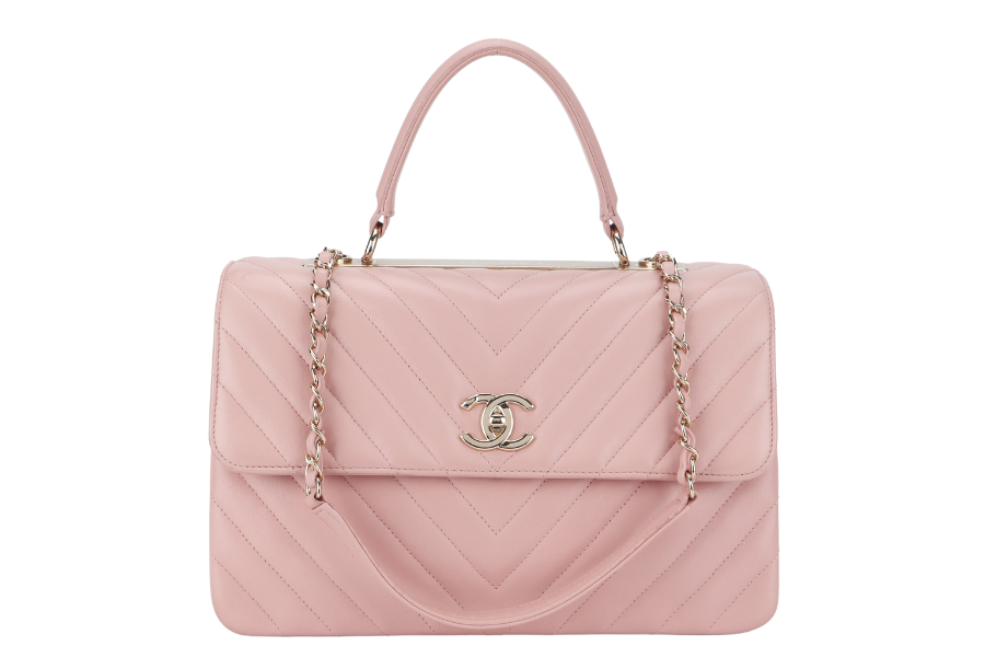 CHANEL TRENDY CC FLAP (2550xxxx) WITH TOP HANDLE MEDIUM PINK LAMBSKIN GOLD HARDWARE WITH DUST COVER