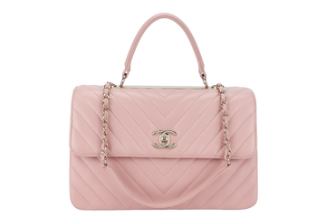CHANEL TRENDY CC FLAP (2550xxxx) WITH TOP HANDLE MEDIUM PINK LAMBSKIN GOLD HARDWARE WITH DUST COVER
