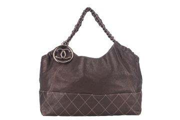 CHANEL COCO CABAS (1167xxxx) METALLIC LEATHER BRONZE HARDWARE NO DUST COVER