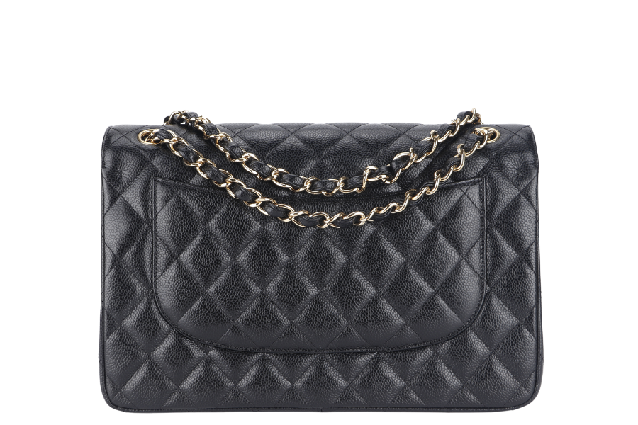 CHANEL CLASSIC FLAP JUMBO (1932xxxx) BLACK GOLD HARDWARE WITH DUST COVER AND BOX