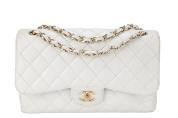 CHANEL JUMBO CLASSIC DOUBLE FLAP (1791xxxx) WHITE CAVIAR GOLD HARDWARE WITH  NO DUST COVER