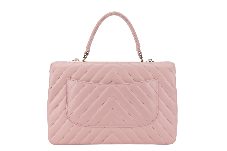 CHANEL TRENDY CC FLAP (2550xxxx) WITH TOP HANDLE MEDIUM PINK LAMBSKIN GOLD HARDWARE WITH DUST COVER