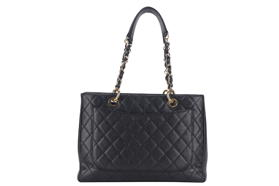 CHANEL GST (2039xxxx) BLACK CAVIAR LEATHER GOLD HARDWARE WITH DUST COVER AND