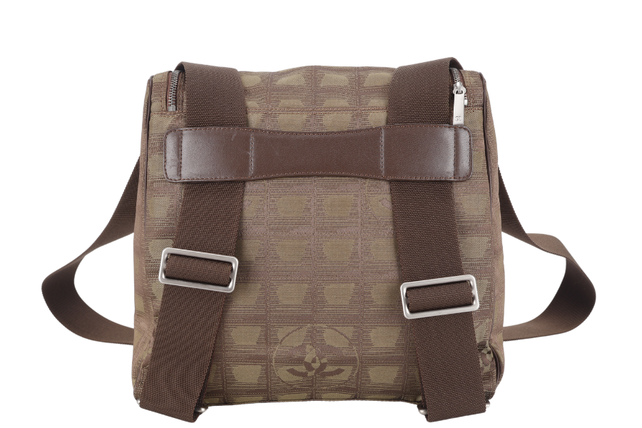 CHANEL SPORTS LINE BACKPACK (705xxxx) GREEN CANVAS SILVER HARDWARE WITH  AND DUST COVER