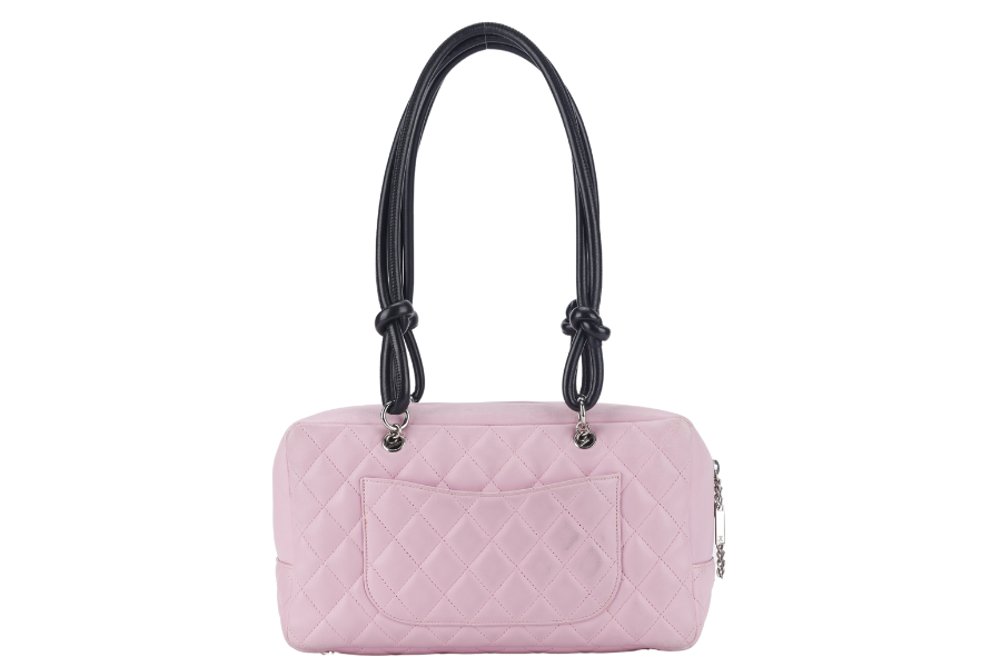 CHANEL CAMBON LINE (9139xxxx) LARGE PINK CALFSKIN LEATHER SILVER HARDWARE WITH DUST COVER