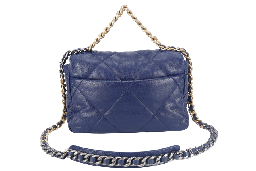 CHANEL C19 (2943xxxx) SMALL ELECTRIC BLUE CLAFSKIN MIX HARDWARE WITH DUST COVER,  AND BOX