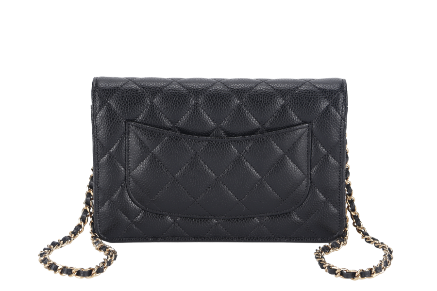 CHANEL WALLET ON CHAIN (JT7Xxxxx) BLACK CAVIAR LEATHER GOLD HARDWARE WITH DUST COVER AND BOX