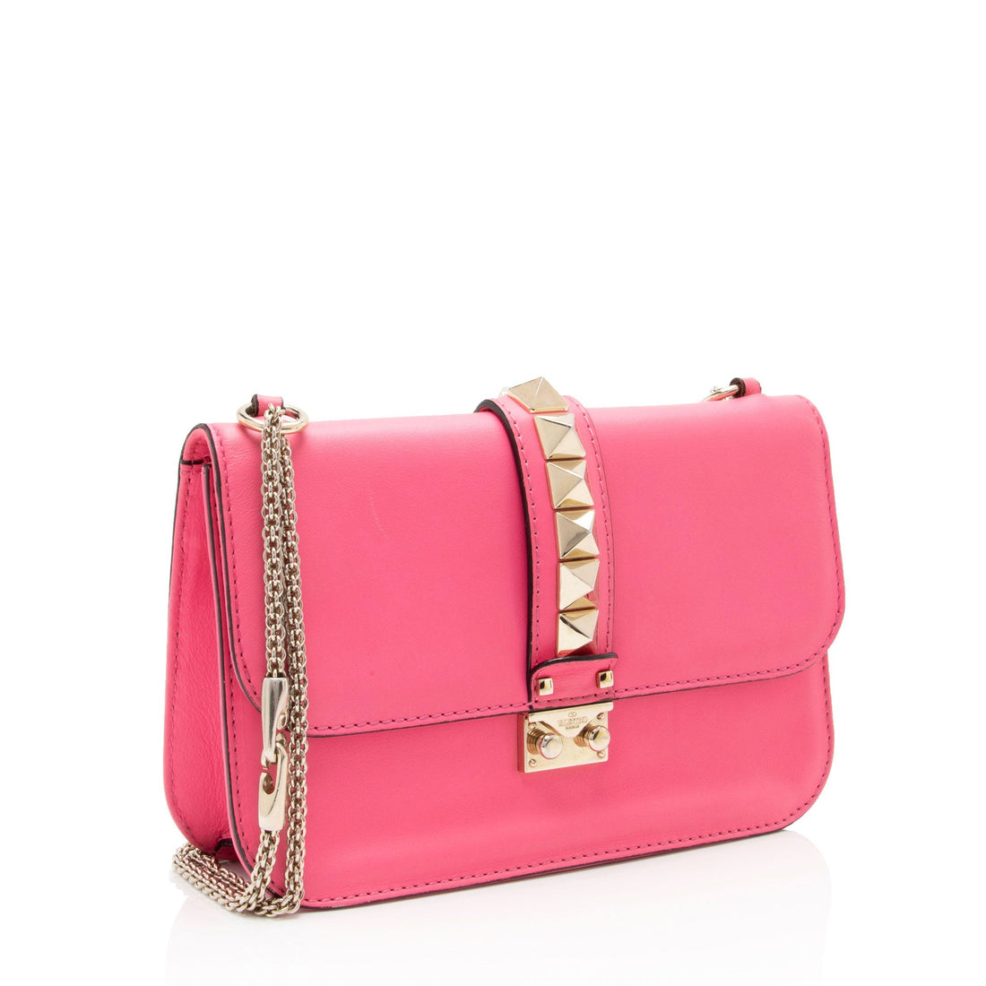 Valentino Calfskin Glam Lock Medium Shoulder Bag