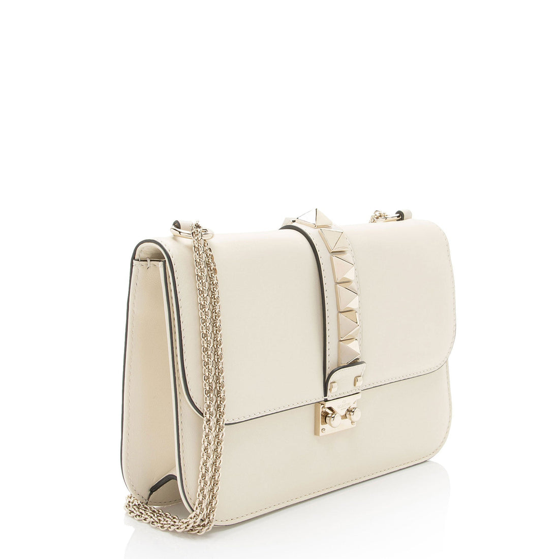 Valentino Calfskin Glam Lock Medium Shoulder Bag (SHF-FkE6xo)