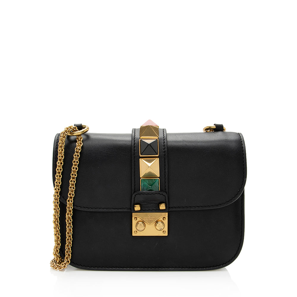 Valentino Calfskin Glam Lock Small Shoulder Bag - FINAL SALE (SHF-19505)