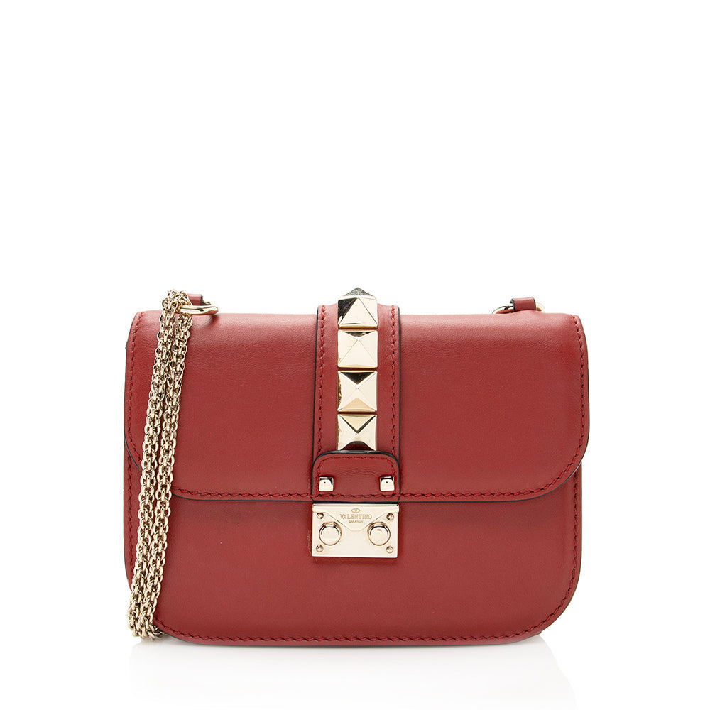 Valentino Calfskin Glam Lock Small Shoulder Bag (SHF-19767)