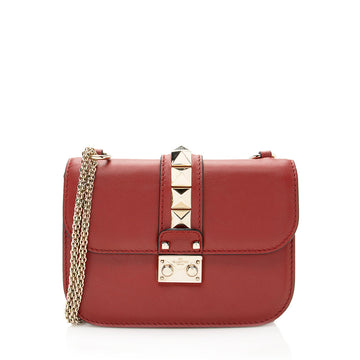 Valentino Calfskin Glam Lock Small Shoulder Bag (SHF-19767)