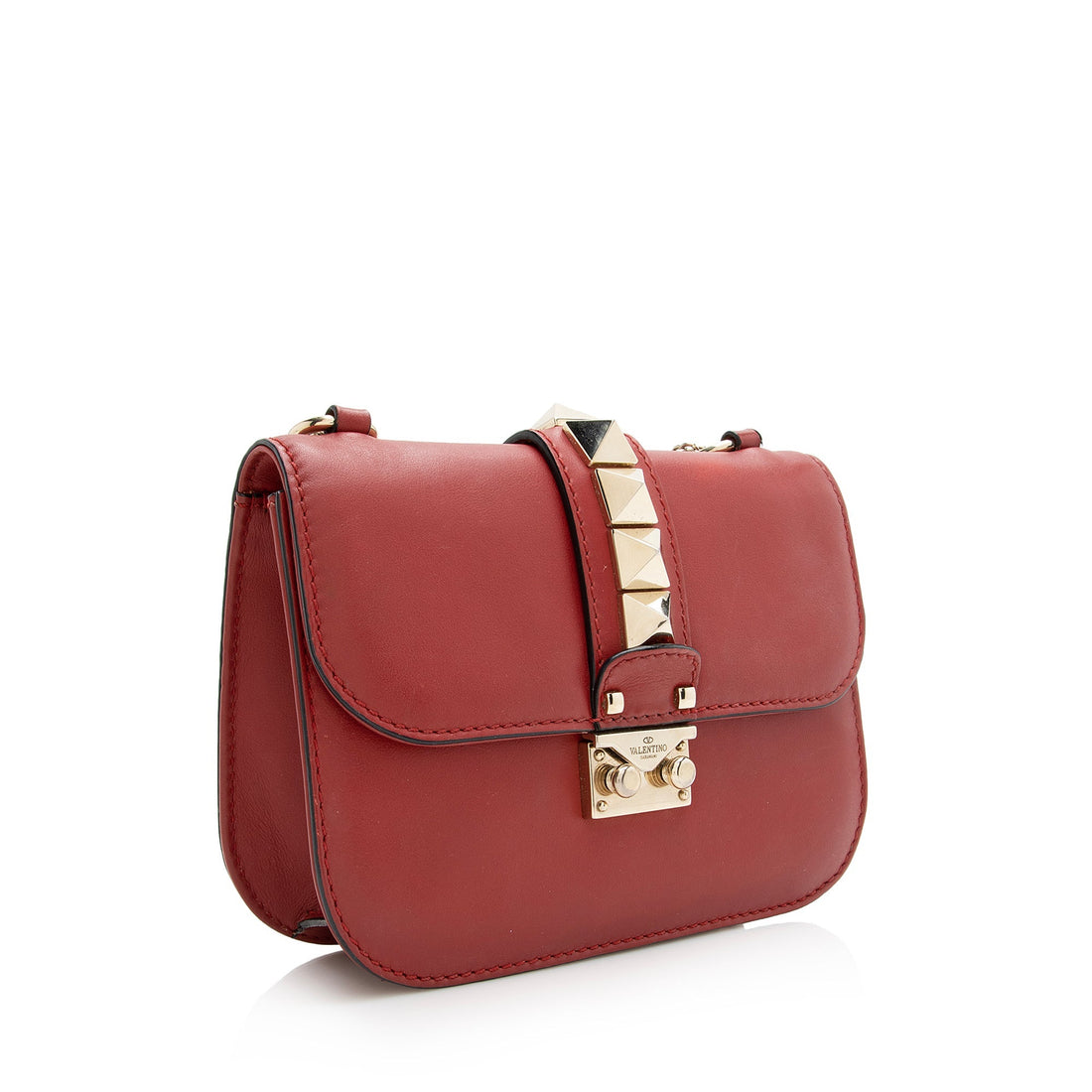 Valentino Calfskin Glam Lock Small Shoulder Bag (SHF-22684)