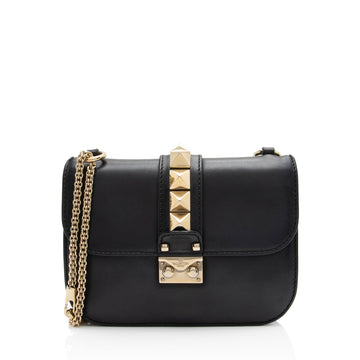 Valentino Calfskin Glam Lock Small Shoulder Bag (SHF-lIUmOS)