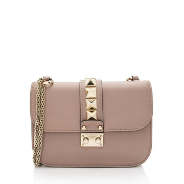 Valentino Calfskin Glam Lock Small Shoulder Bag