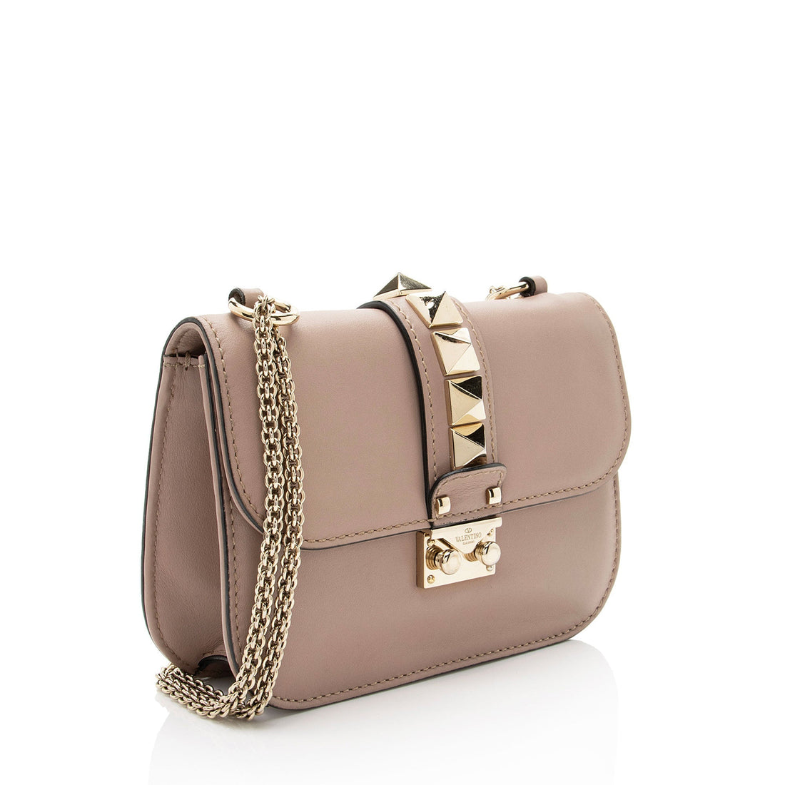 Valentino Calfskin Glam Lock Small Shoulder Bag