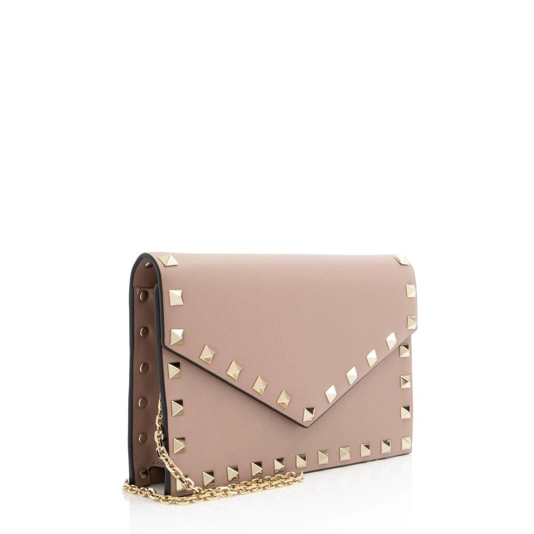 Valentino Calfskin Rockstud Envelope Chain Clutch